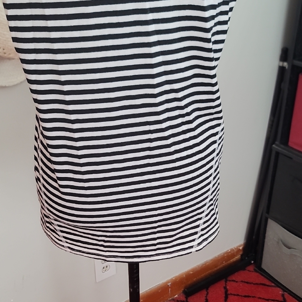 Poof Classic Black and White Striped Women's Tee - Picture 7 of 9